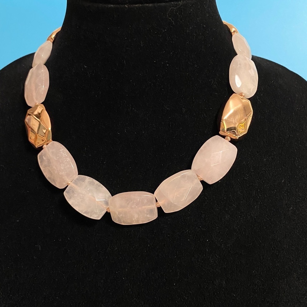 Kenneth Cole New York Rose Quartz Rose Gold Beads Necklace